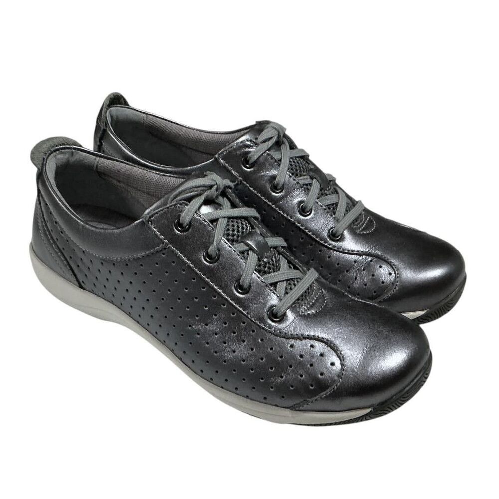 Dansko Sneakers Womens 9 40 Gray Leather Lace Up Walking Comfort Shoes